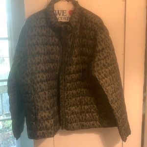 Camo/animal print puffer jacket.